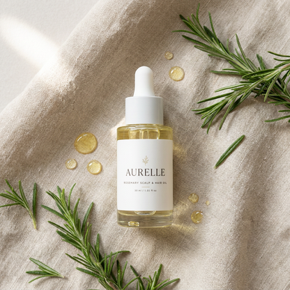 Aurelle rozemarijn scalp en hair oil 30 ml, biologische hoofdhuidverzorging